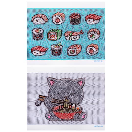 5" x 7" Cat Noodles & Sushi Diamond Art Kit with Wooden Frames by Make Market®
